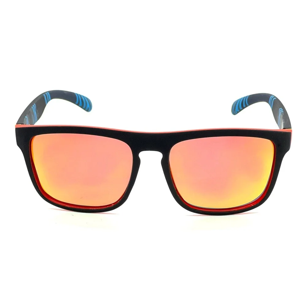 Mens Polarized Sport‎ Sunglasses Red Black Frame Orange Fire Mirror Lenses Beach